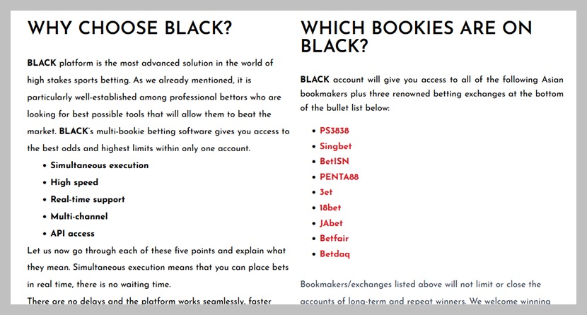 L'offerta BLACK descritta in inglese